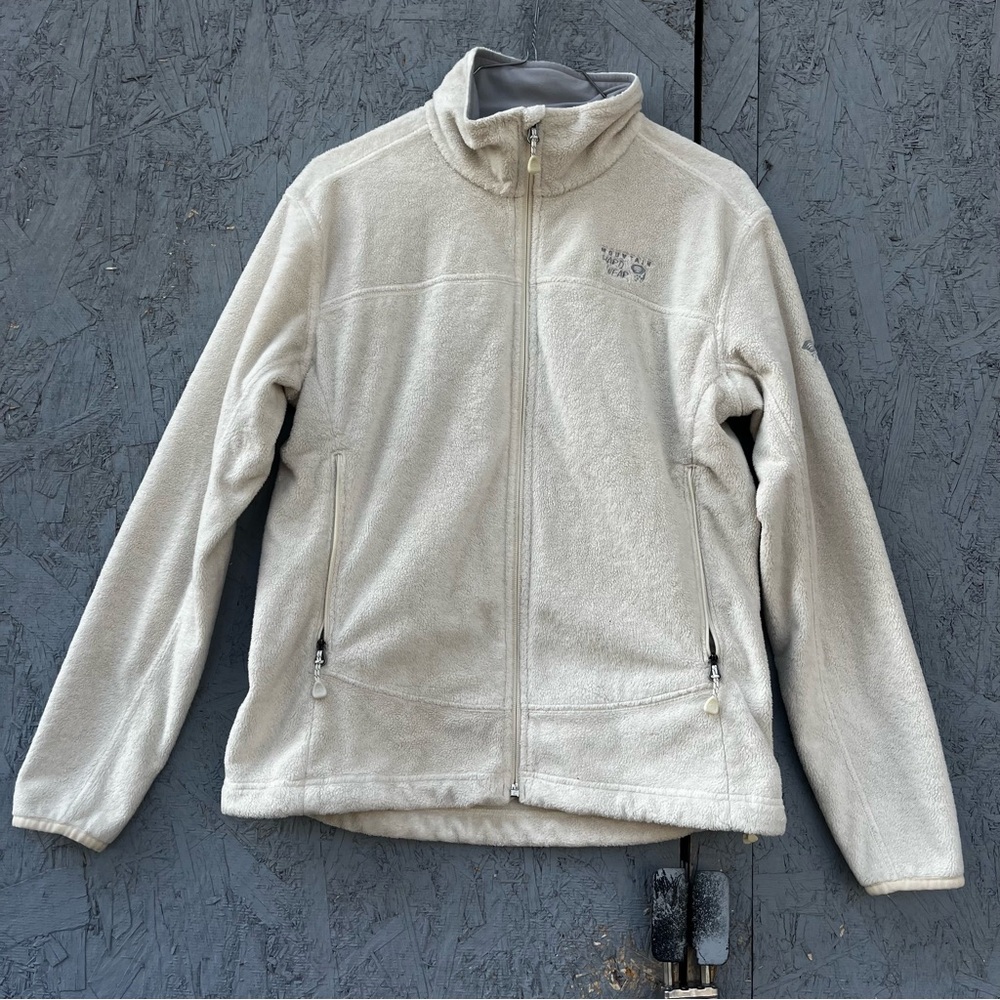 Mountain Hardwear Jacket Ivory Fleece Long Sleeve Mock Neck Full Zip Woman’s M